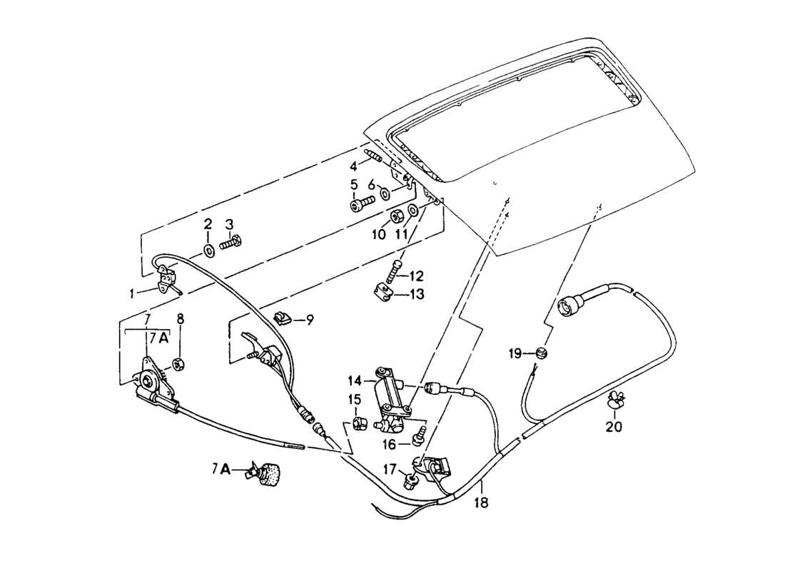 porsche 1994 (964) spoiler trasero - mecanismo de conducción diagrama de piezas