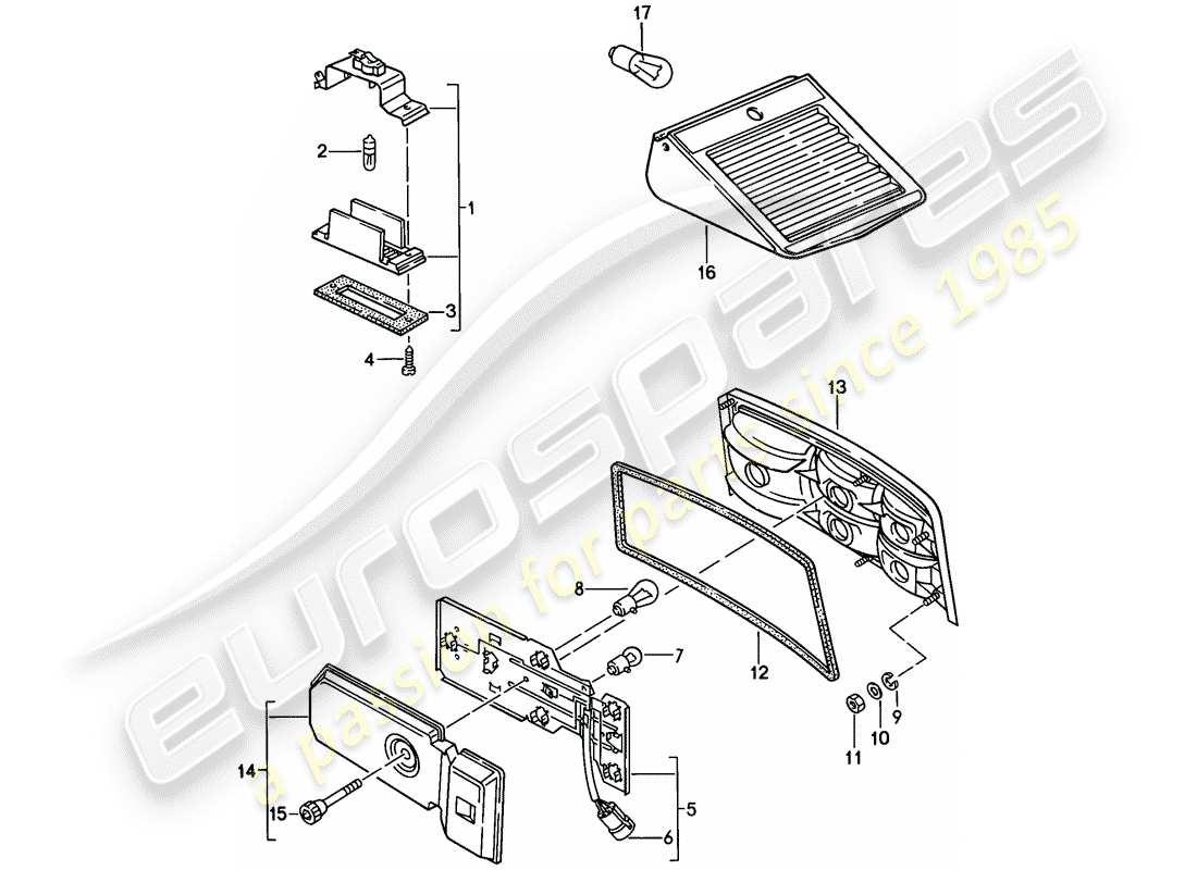 porsche 1986 (924s) luz de matrícula - luz trasera diagrama de piezas