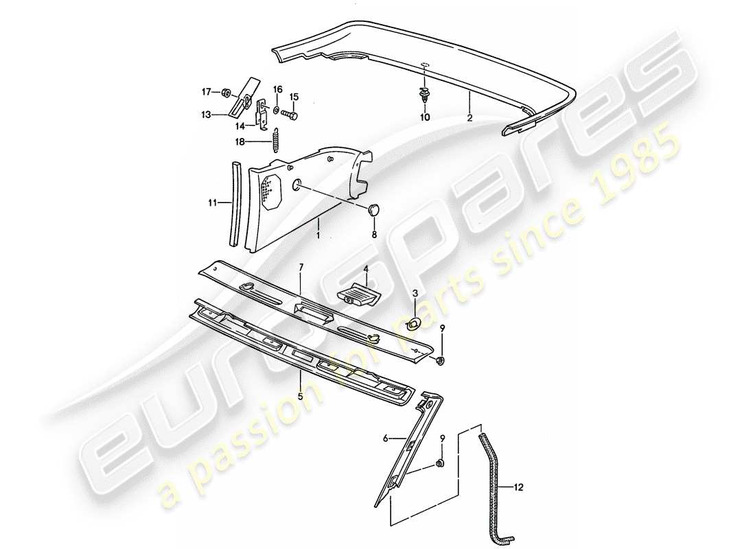 porsche 1990 (944) adornos diagrama de piezas