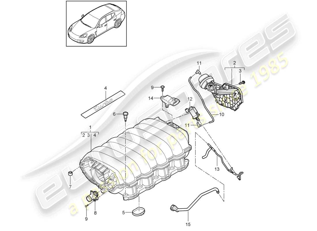 porsche 2010 (cayenne e1 9pa) distribuidor de aire de admisión diagrama de piezas