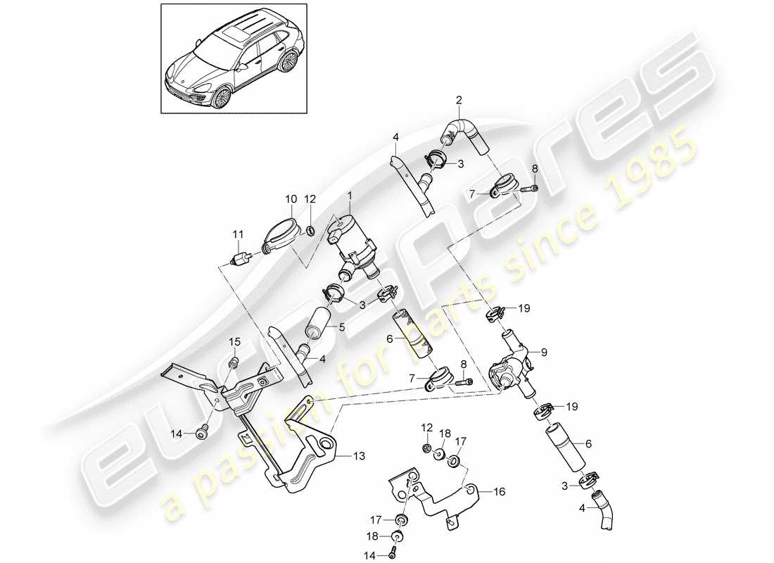 porsche 2017 (cayenne e2 92a) diagrama de piezas del calentador