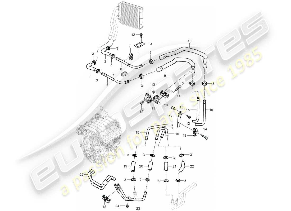 porsche 2008 (cayenne e1 9pa) diagrama de piezas del calentador
