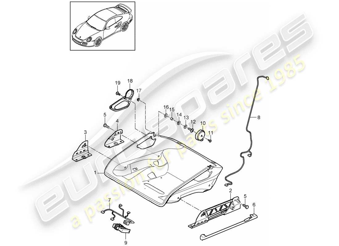 porsche 2013 (997-2 turbo / gt2 rs) diagrama de piezas de seat