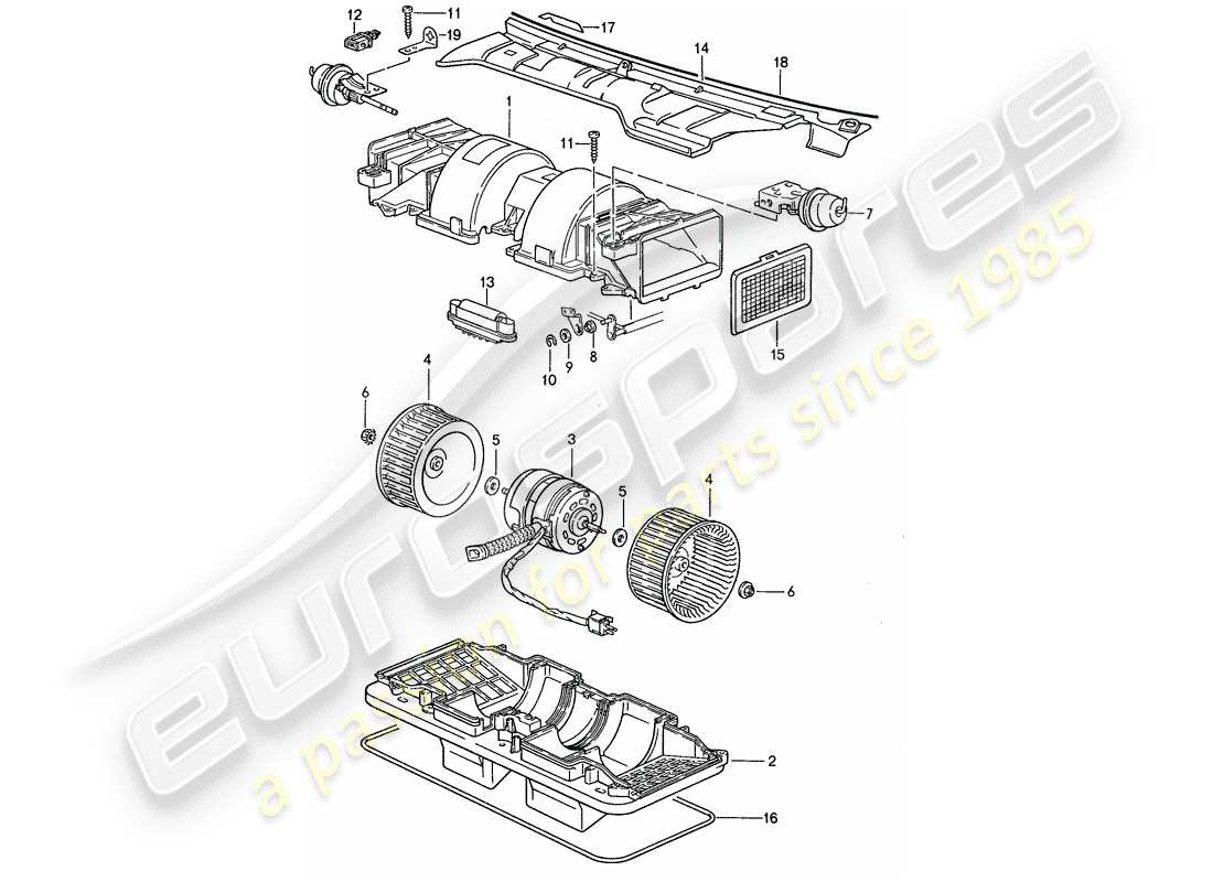 porsche 1990 (944) admirador diagrama de piezas