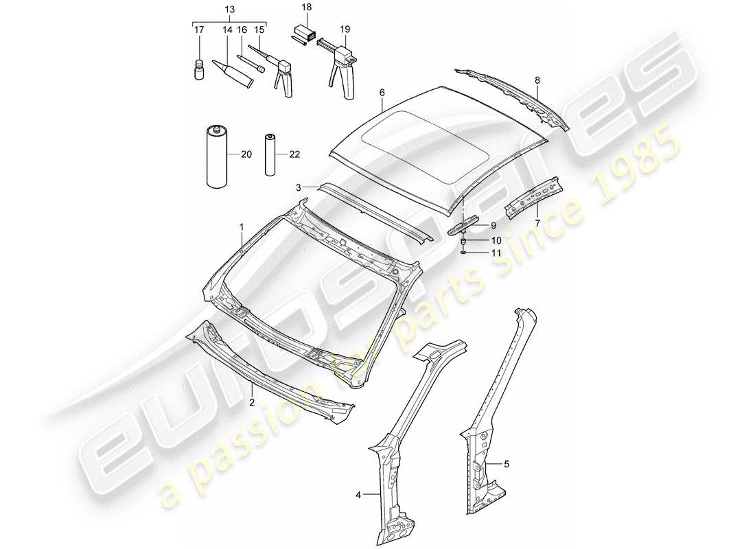 porsche 2011 (997-2) capucha diagrama de piezas