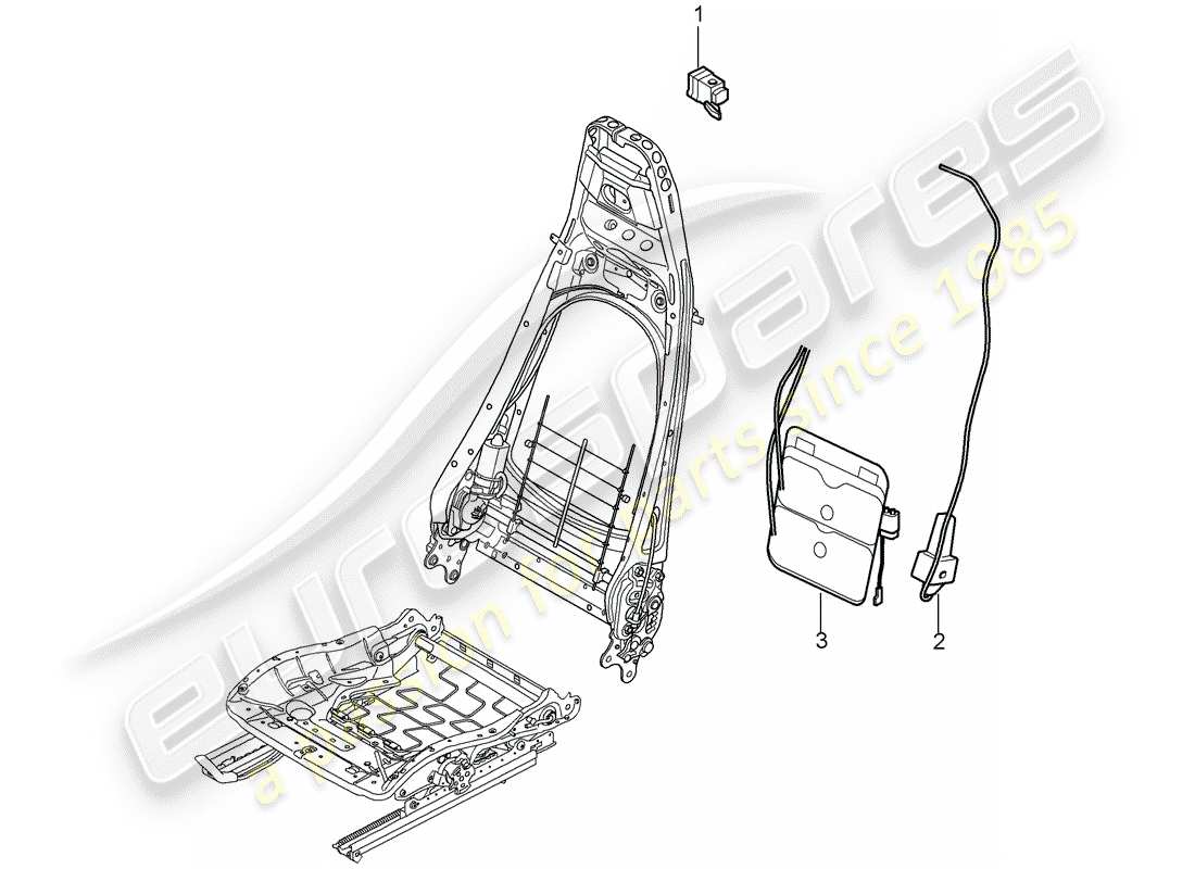 porsche 2009 997-2 turbo / gt2 soporte lumbar diagrama de piezas