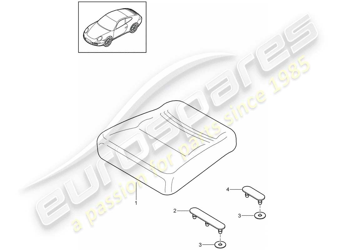 porsche 2012 (997-2) cojín del asiento trasero diagrama de piezas