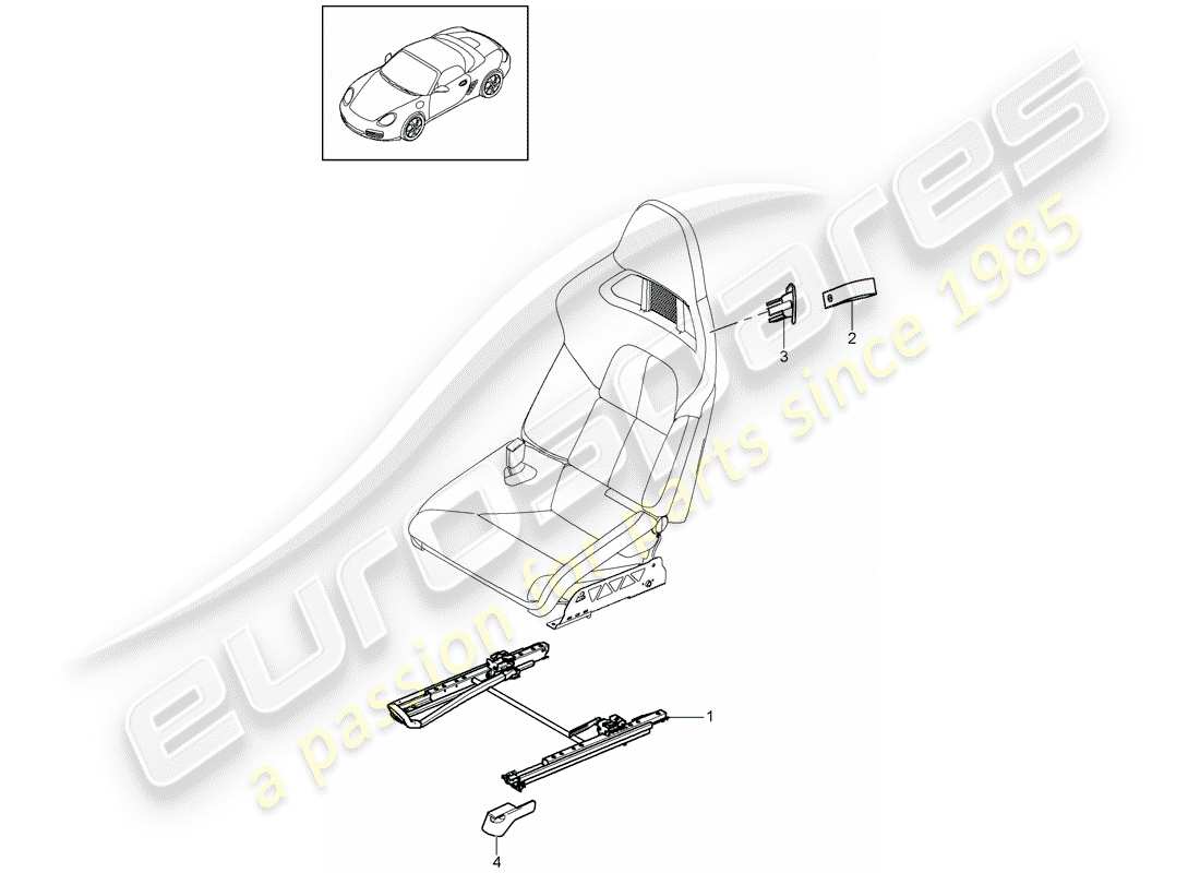 porsche 2011 (987 boxster) diagrama de piezas de seat