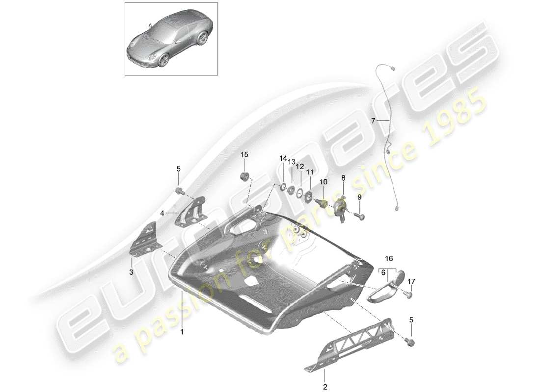 porsche 2014 (991-1) asiento diagrama de piezas