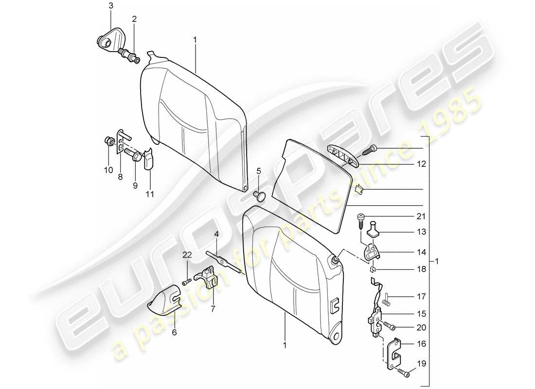 porsche 2012 (997-2) respaldo del asiento de emergencia diagrama de piezas
