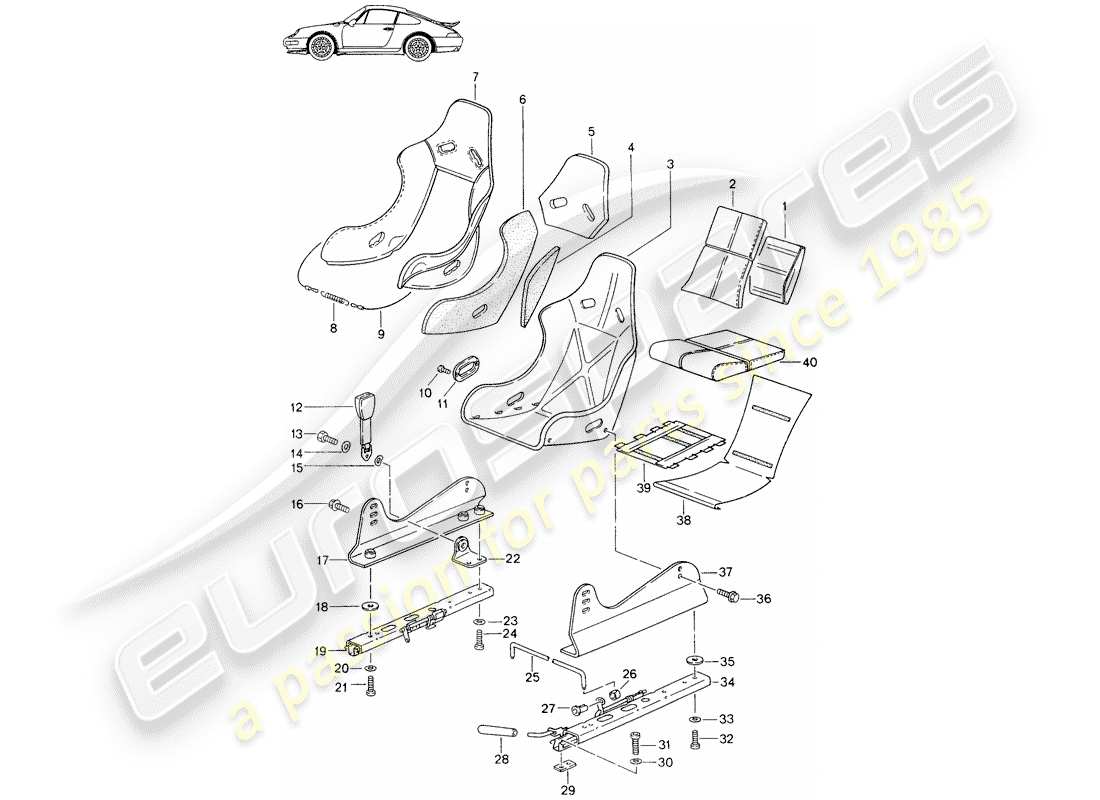 porsche seat 944/968/911/928 (1986) seat - with: - whole-leather - cover - d - mj 1995>> - mj 1996 part diagram