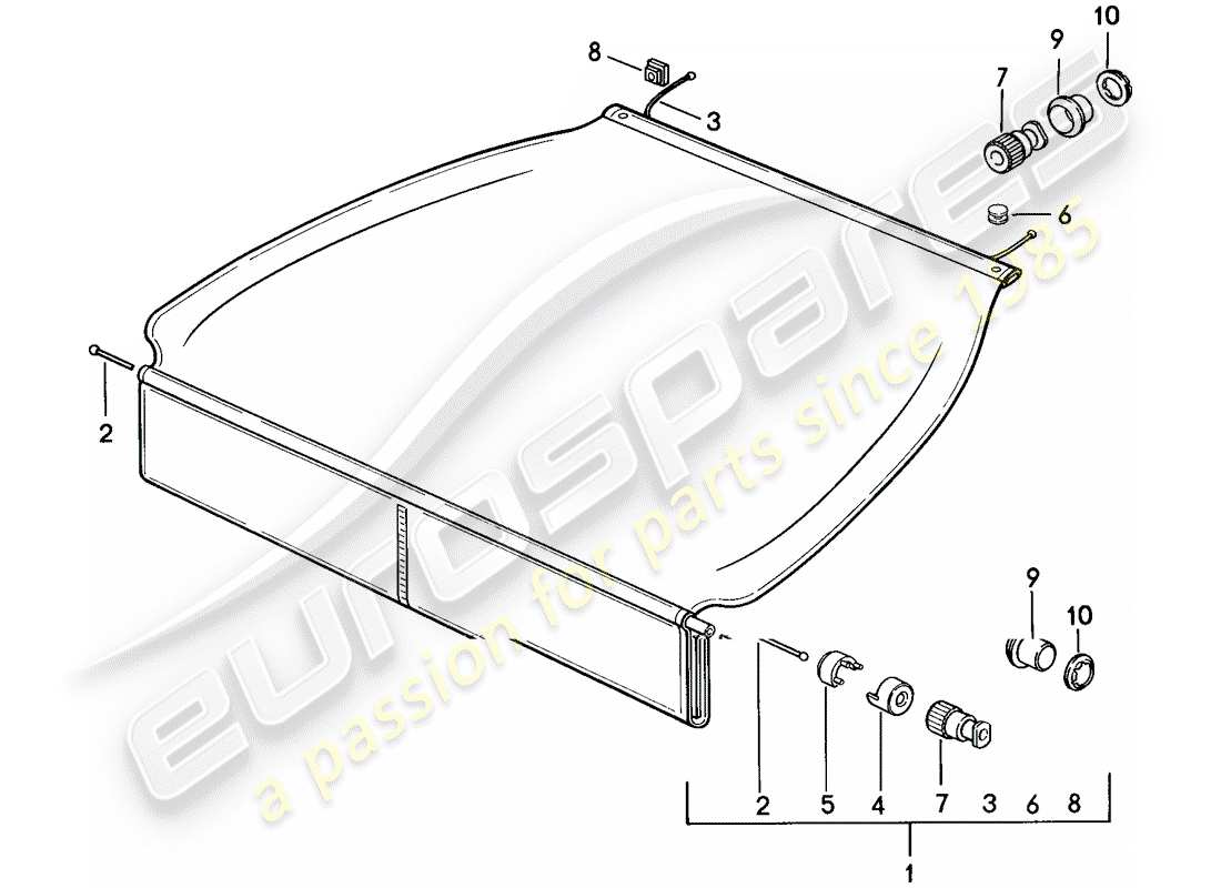 porsche 1984 (928) cubierta del maletero diagrama de piezas