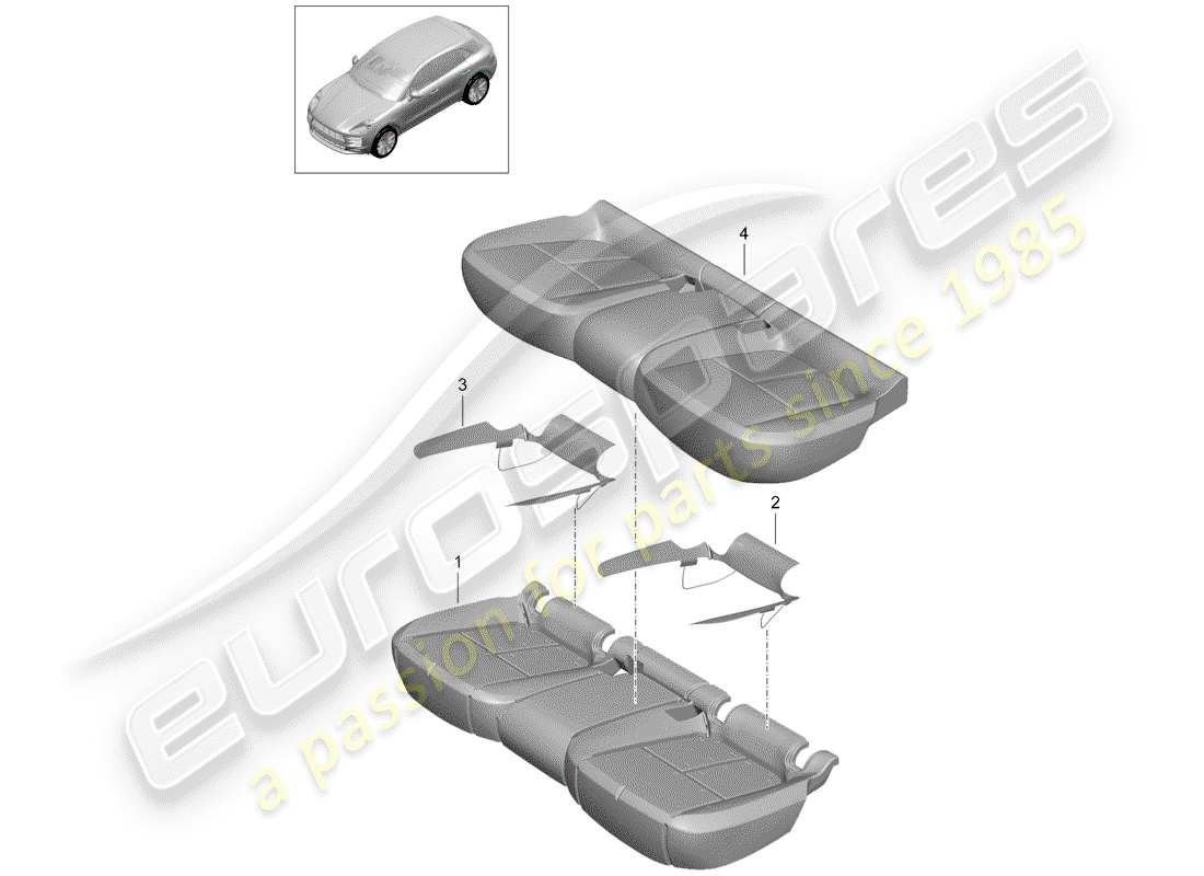 porsche 2019 (macan) parte de espuma diagrama de piezas