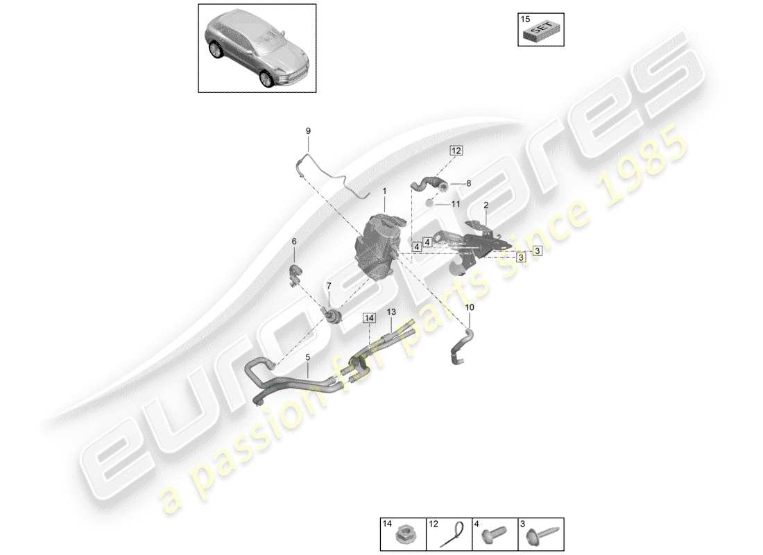 porsche 2019 (macan) diagrama de piezas del calentador adicional