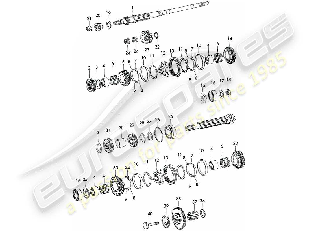 porsche 1972 (911) engranajes y ejes - sportomatic - d - mj 1972>> diagrama de piezas