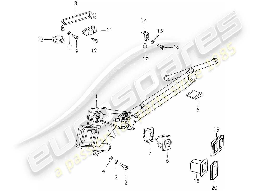 porsche 1972 (911) regulador de ventana - eléctrico diagrama de piezas