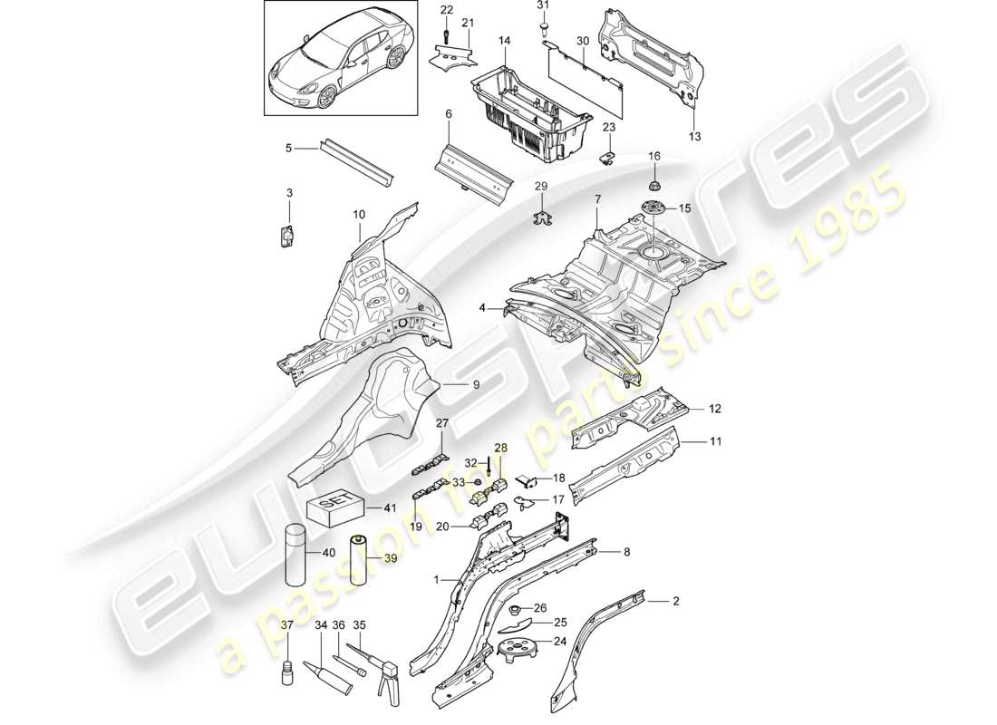 porsche 2010 (cayenne e1 9pa) extremo posterior diagrama de piezas