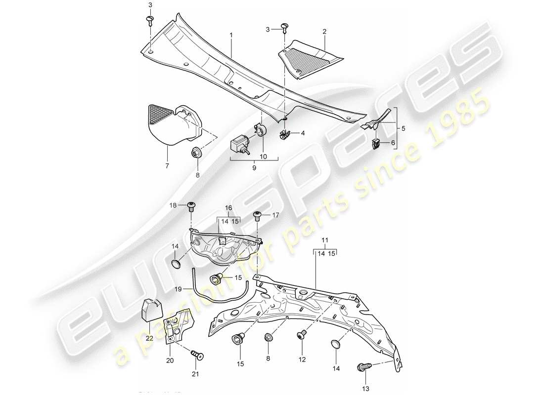 porsche 2006 (cayenne e1 9pa) cubrir diagrama de piezas