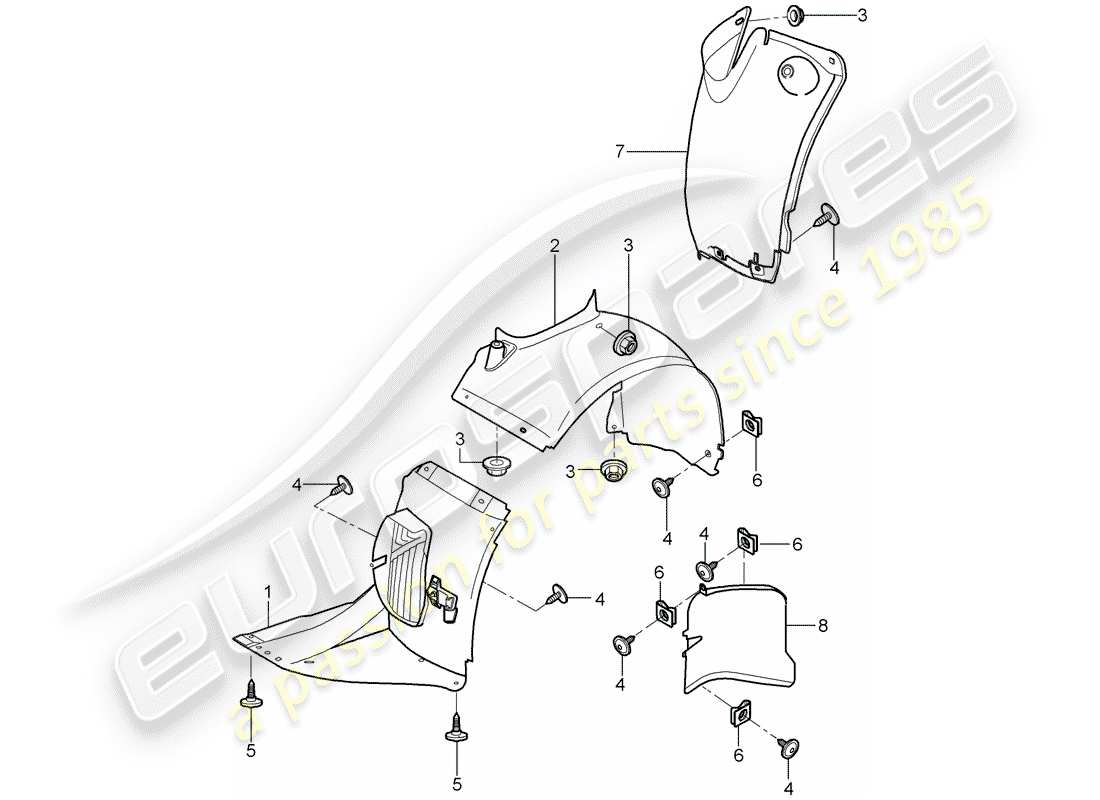 porsche 2007 (997-1 gt3) adornos diagrama de piezas