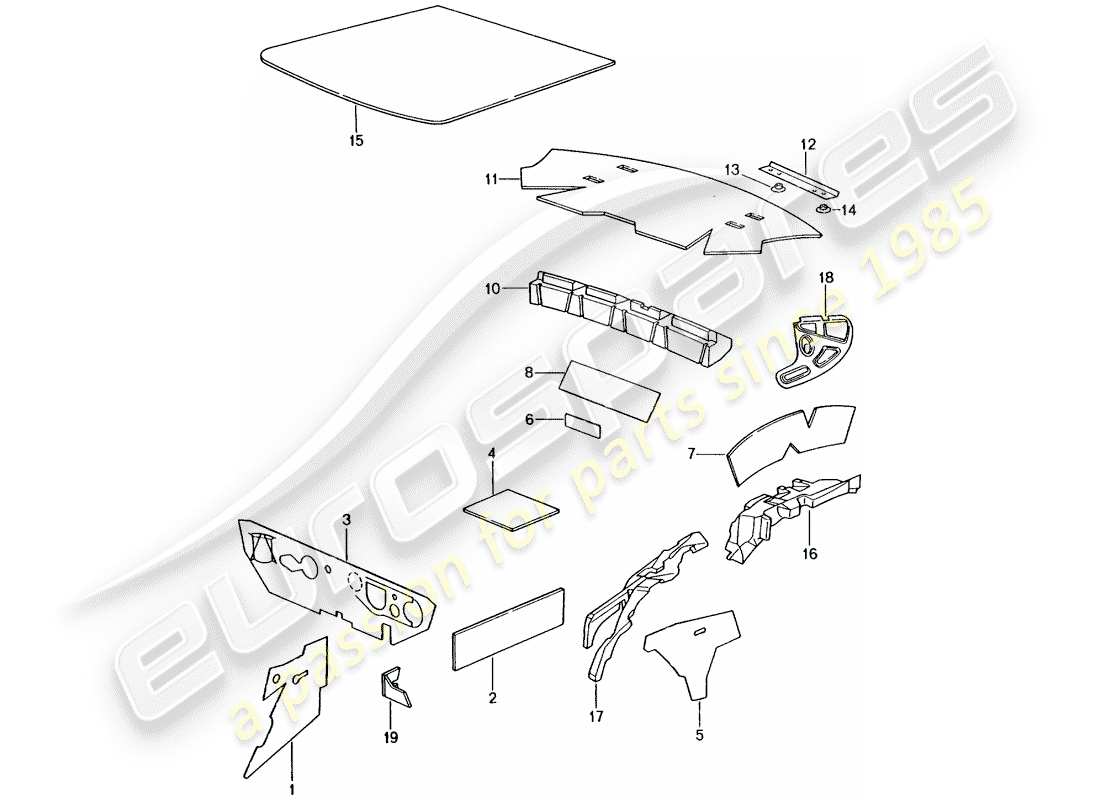 porsche 2003 (996 gt3) carcasa del cuerpo - absorbentes de sonido diagrama de piezas