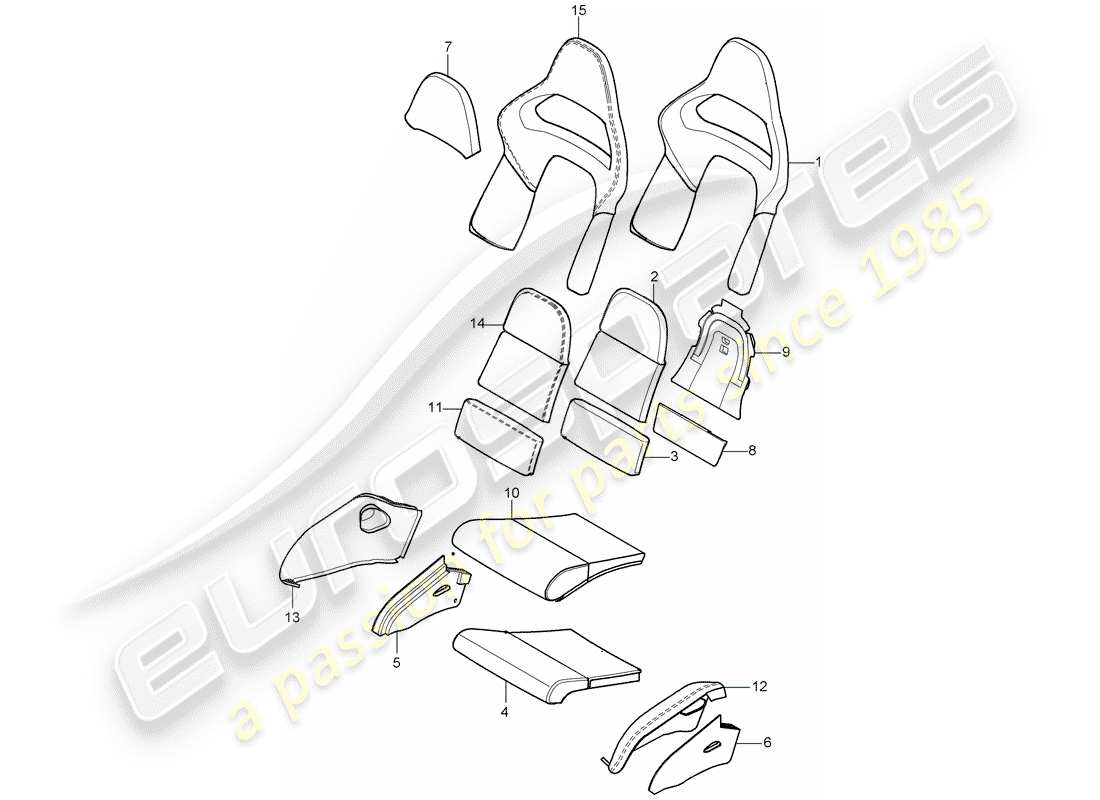 porsche 2009 997-2 turbo / gt2 parte de espuma diagrama de piezas