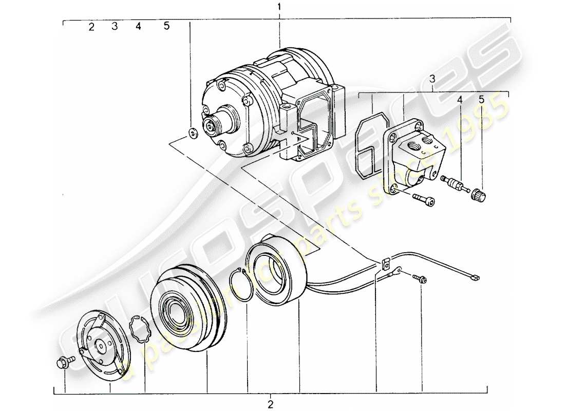 porsche 964 (1993) diagrama de piezas del compresor