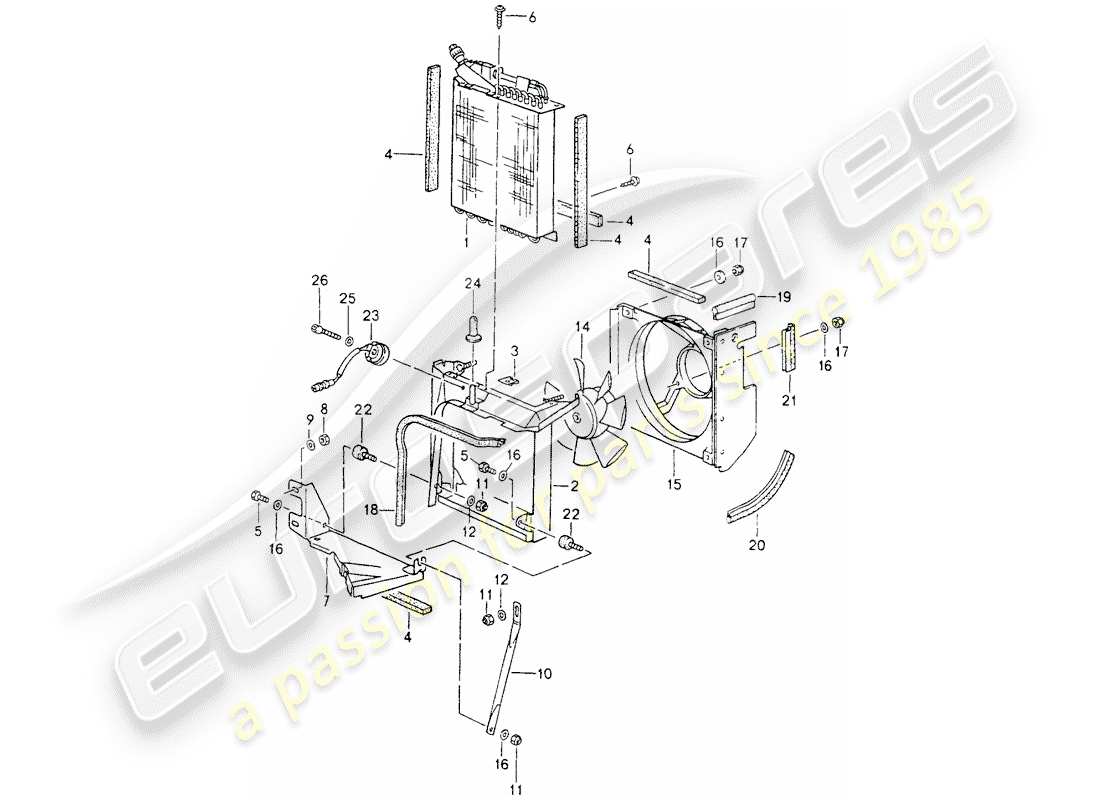 porsche 1990 (964) condensador - ventilador diagrama de piezas