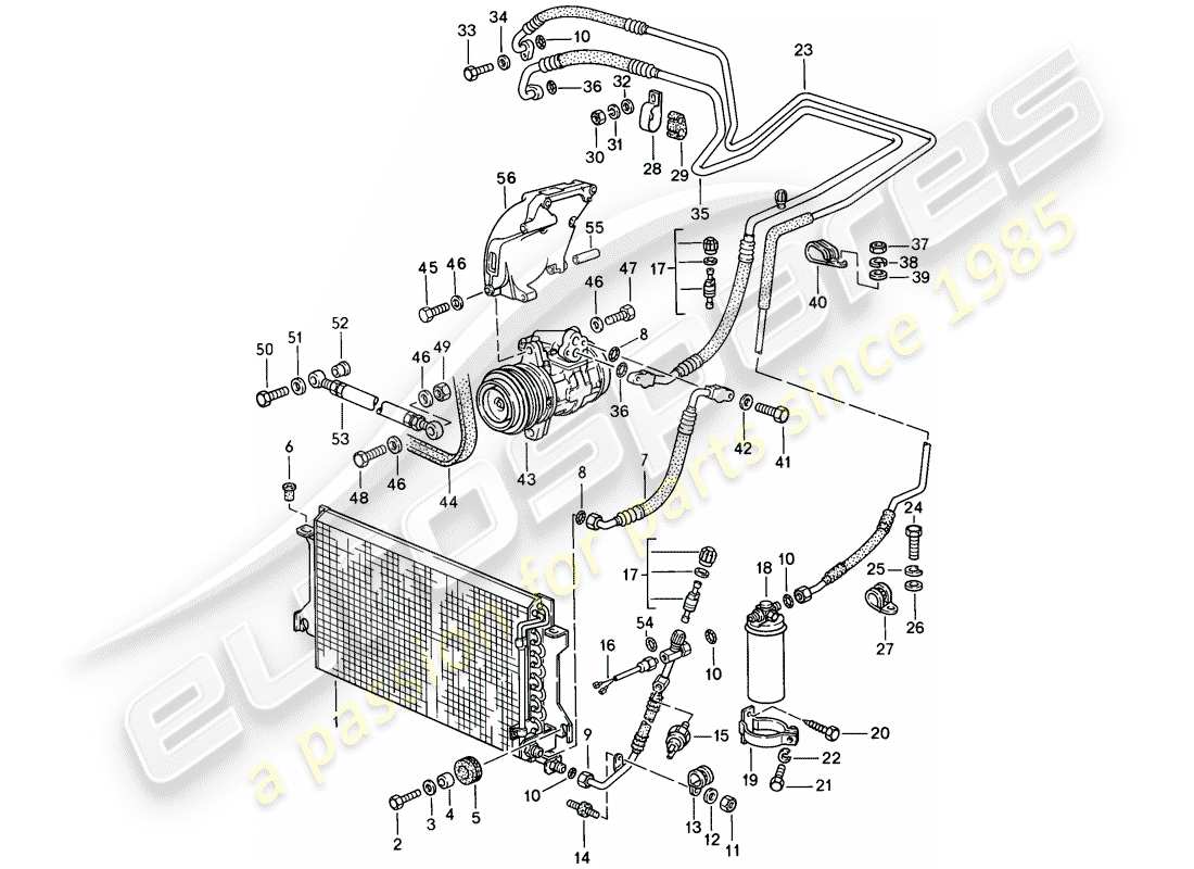 porsche 944 (1987) diagrama de piezas del circuito refrigerante