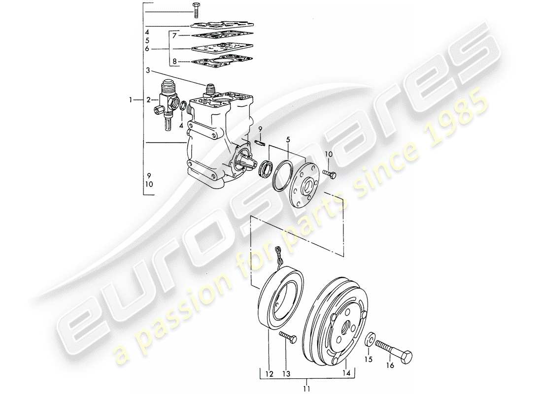 porsche 1966 (911/912) compresor - embrague - d >> - mj 1968 diagrama de piezas