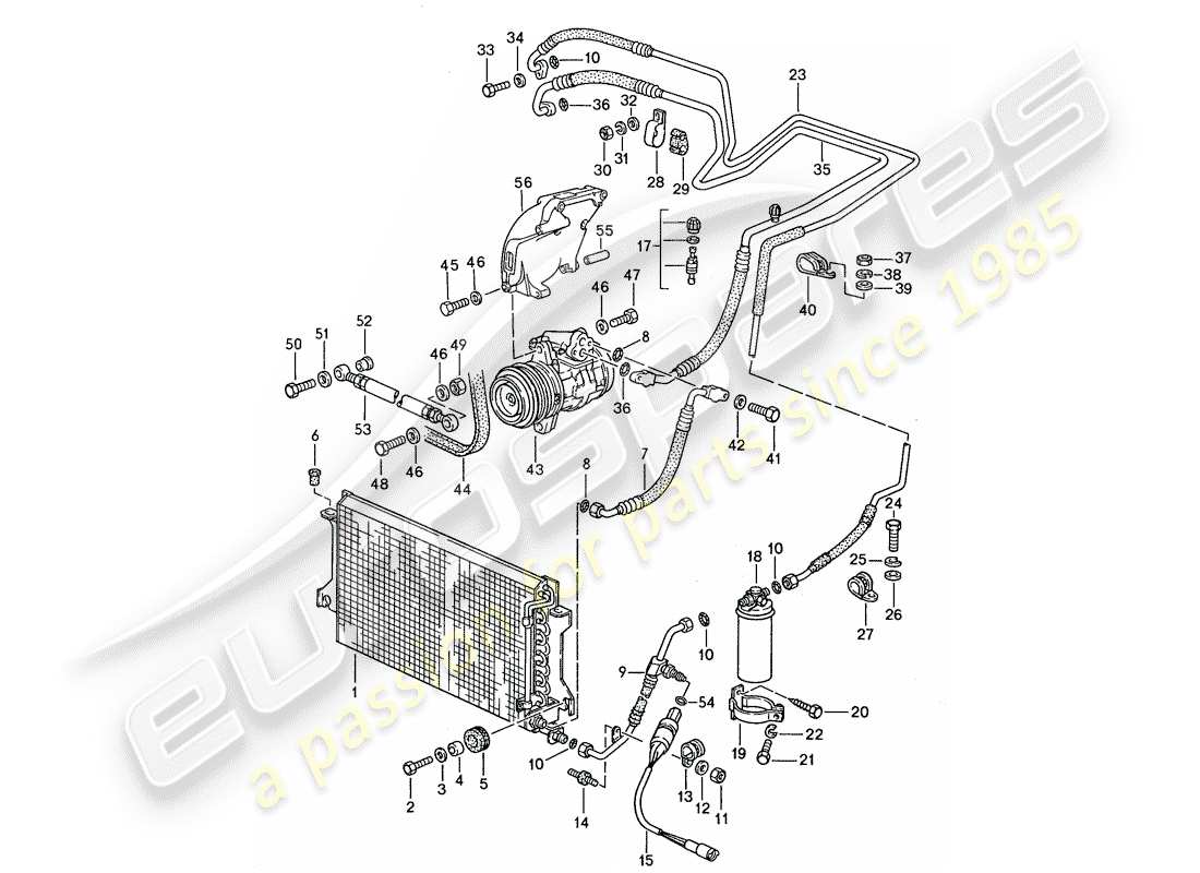 porsche 1990 (944) circuito refrigerante diagrama de piezas