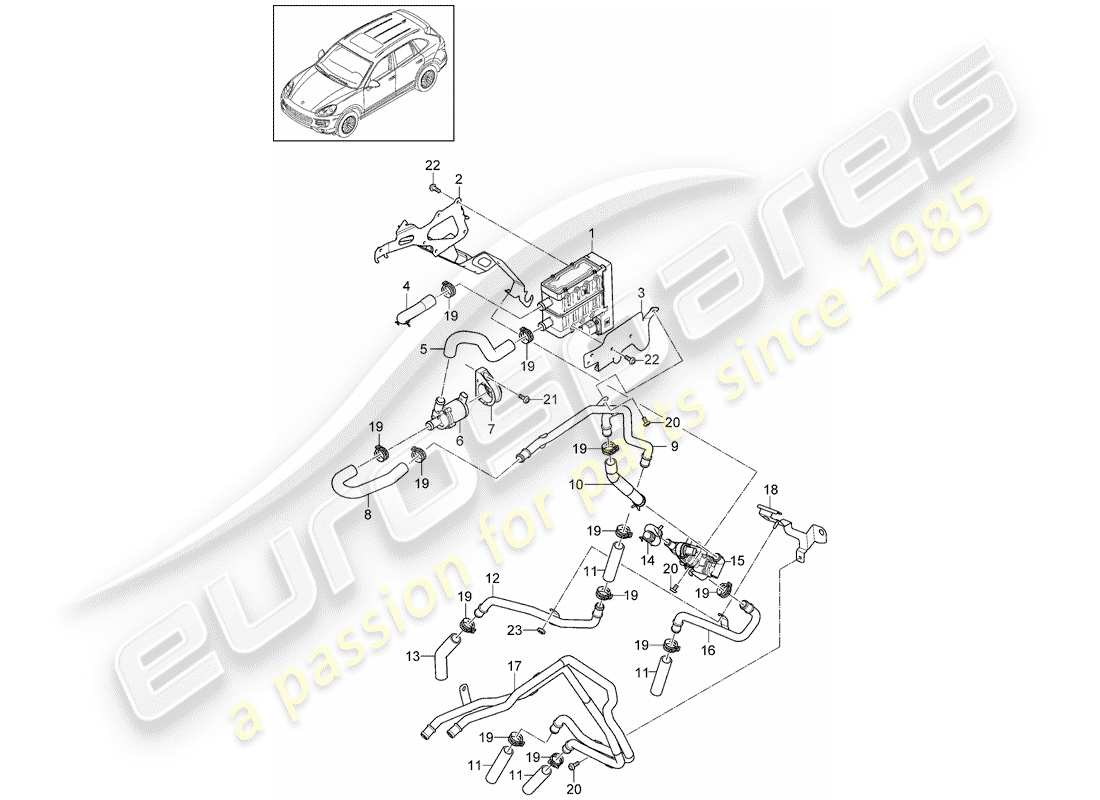 porsche 2016 (cayenne e2 92a) calentador diagrama de piezas
