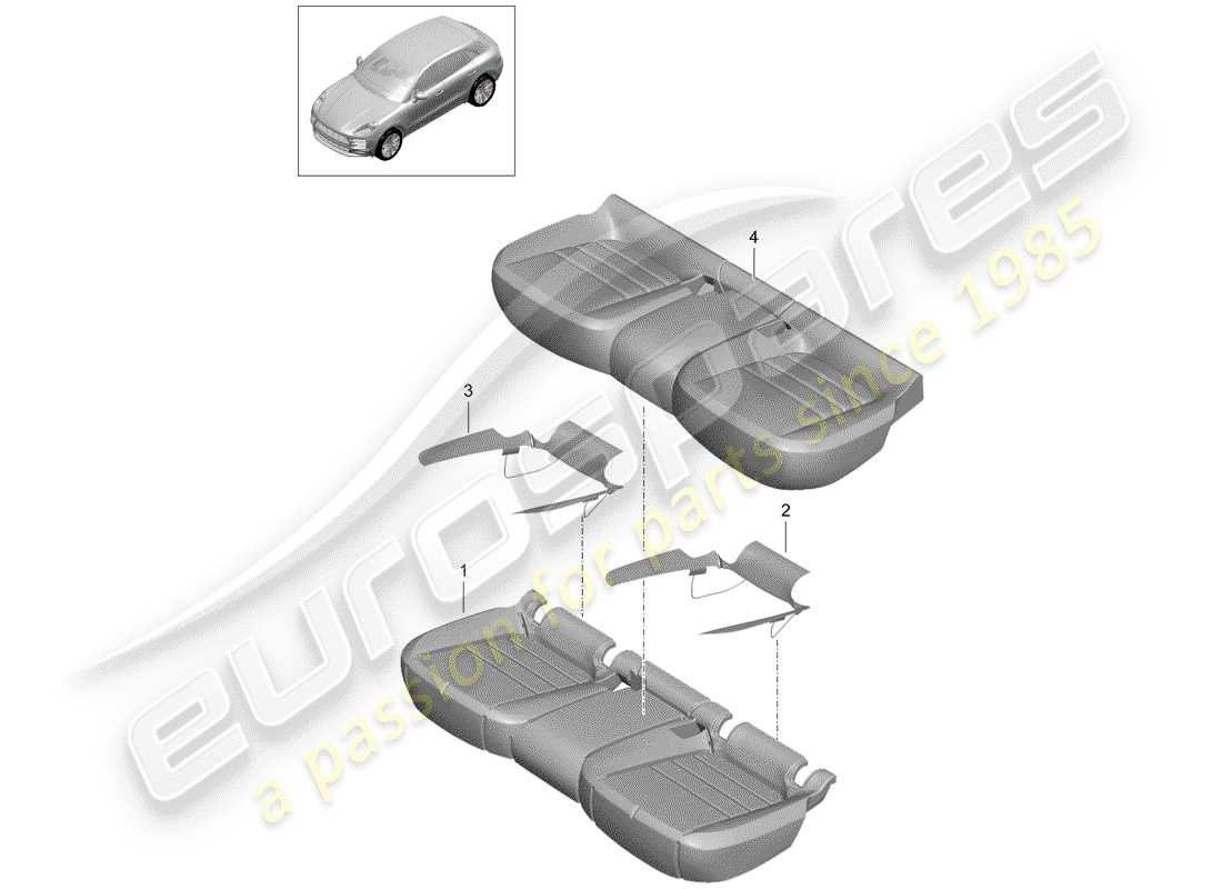 porsche 2019 (macan) diagrama de piezas de la pieza de espuma