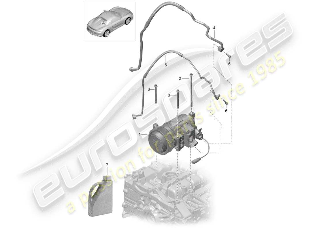 porsche 2016 (981 boxster spyder) diagrama de piezas del compresor