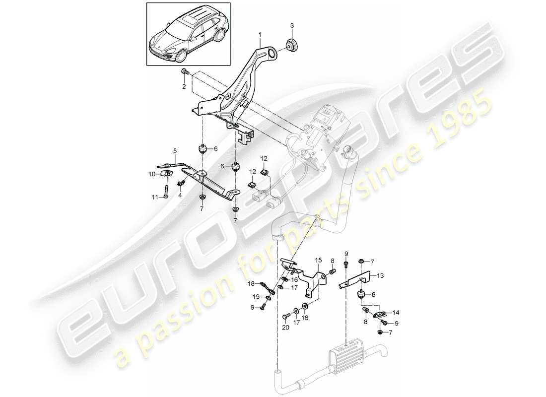 porsche 2012 (cayenne e2 92a) diagrama de piezas del soporte