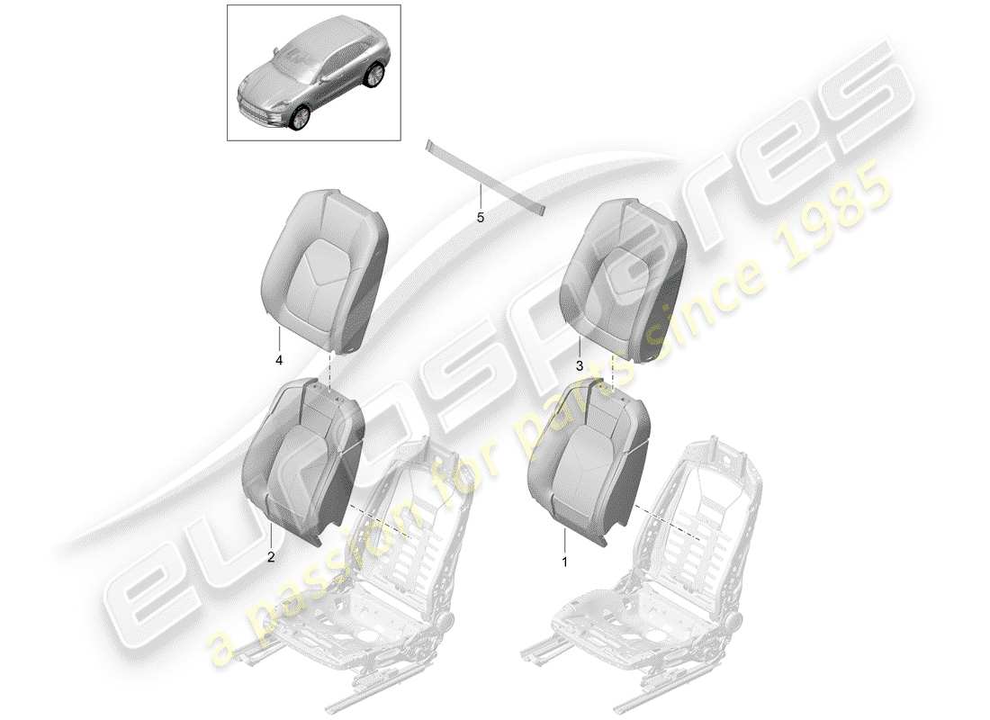 porsche 2019 (macan) diagrama de piezas de la pieza de espuma