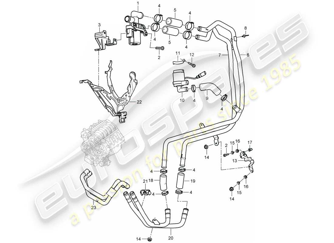 porsche 2008 (cayenne e1 9pa) diagrama de piezas del calentador