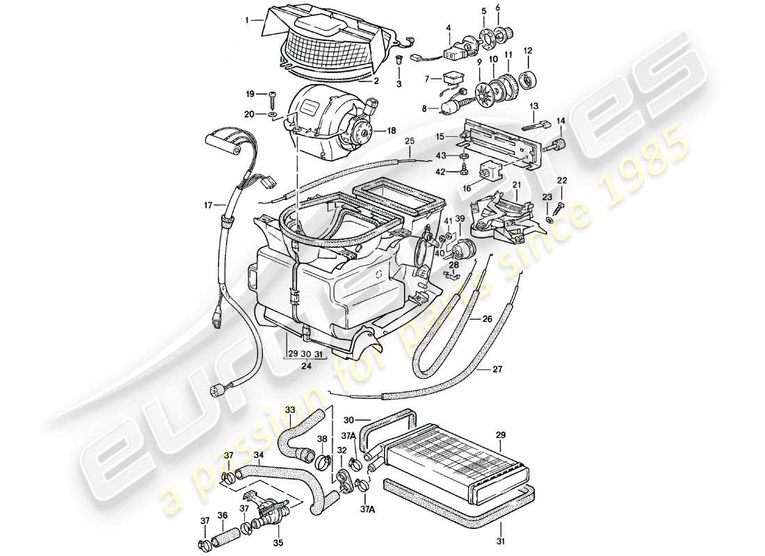 porsche 1981 (924) calentador - núcleo del calentador - f 92-cn402 198>> - f 93-cn100 306>> diagrama de piezas