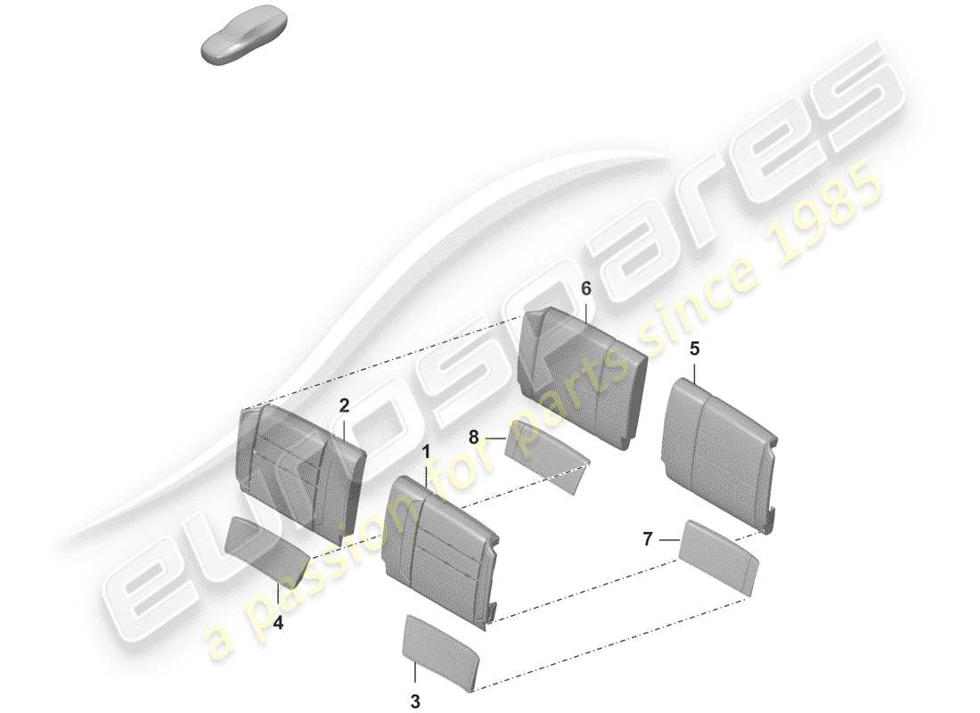 porsche 2020 (992-1) parte de espuma diagrama de piezas