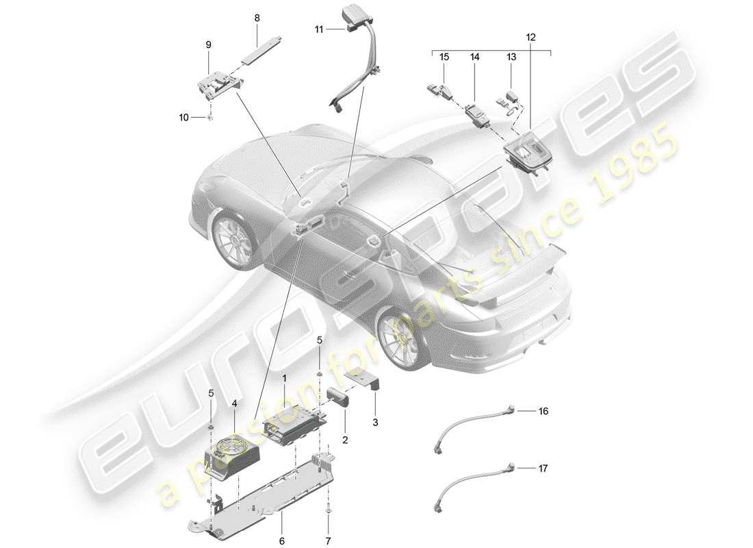porsche 2018 (991-2 r/gt3/rs) para vehículos con teléfono diagrama de piezas