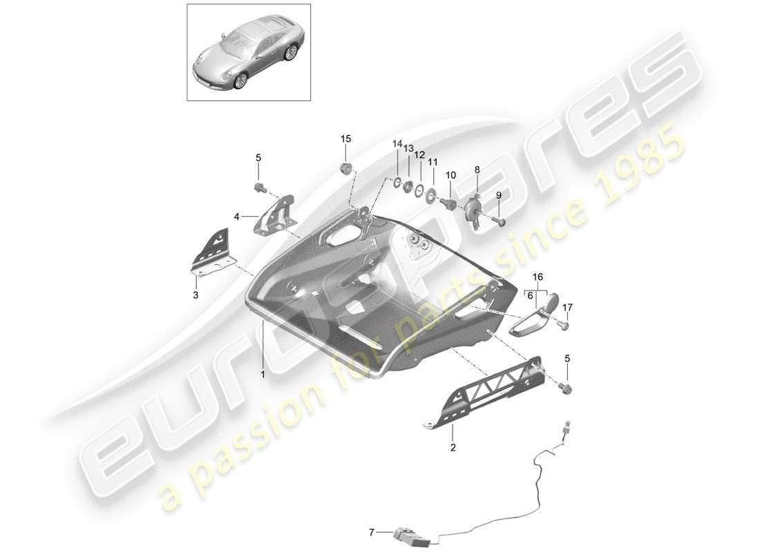 porsche 2017 (991-2) diagrama de piezas de seat