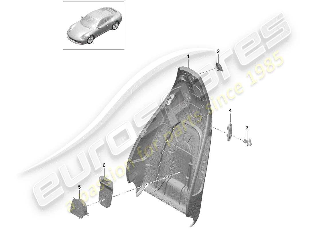 porsche 2020 (991-2) carcasa del respaldo diagrama de piezas