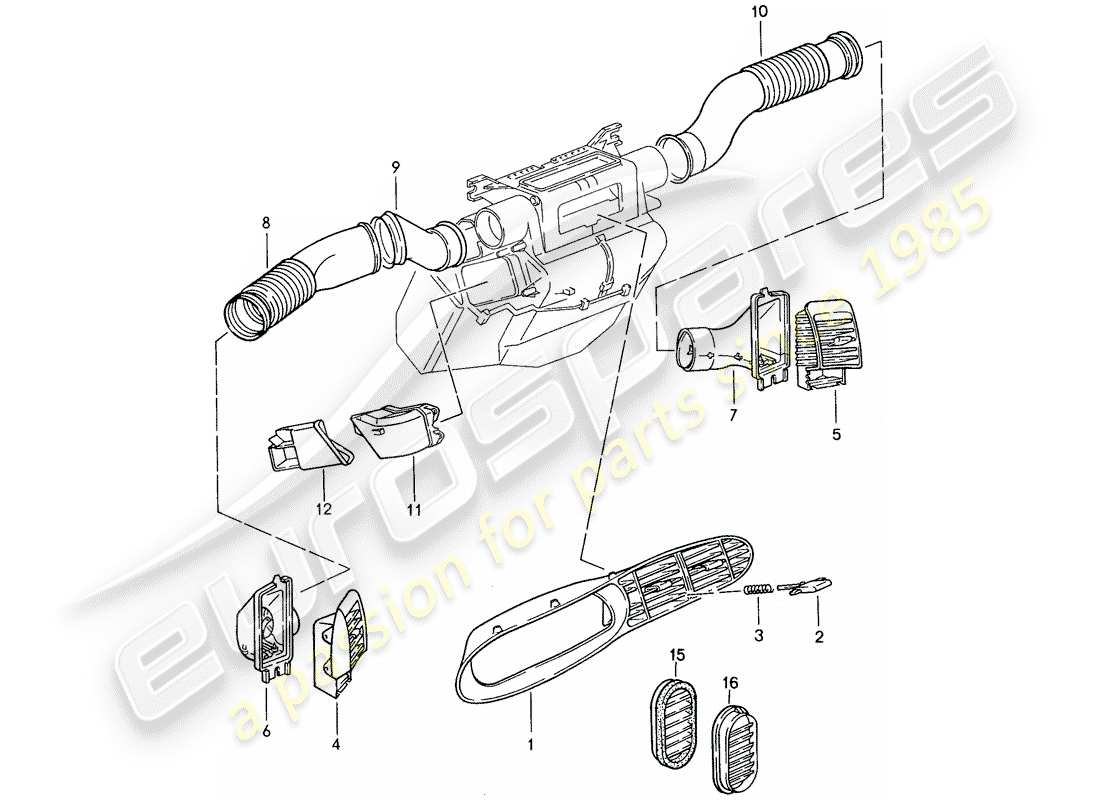 porsche 1991 (944) diagrama de piezas del conducto de aire