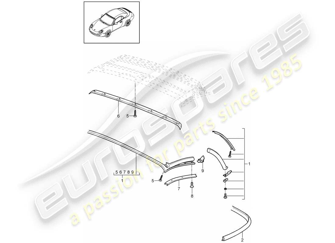 porsche 2012 (997-2) top convertible diagrama de piezas