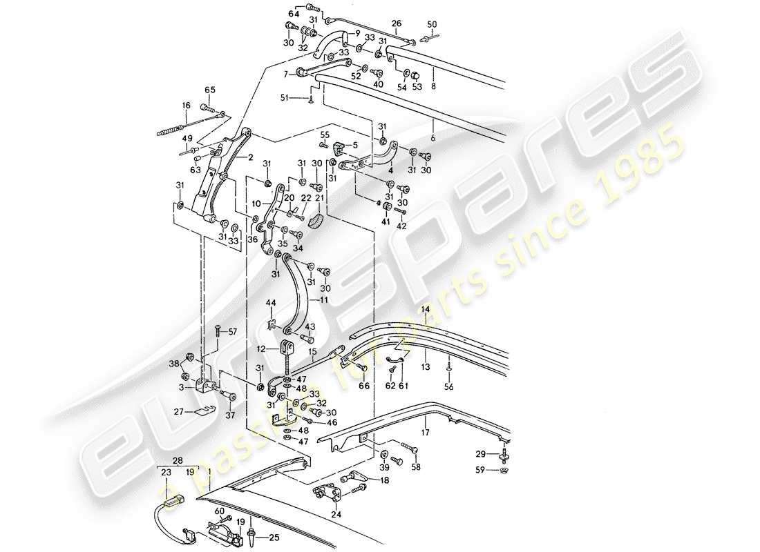 porsche 1991 (944) marco superior diagrama de piezas