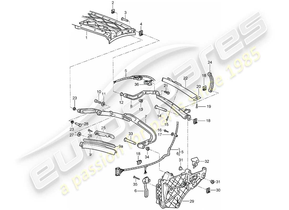 porsche 2007 (997-1) marco superior diagrama de piezas