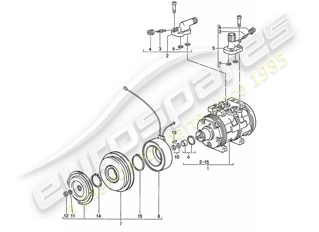 porsche 1985 (911) compresor diagrama de piezas