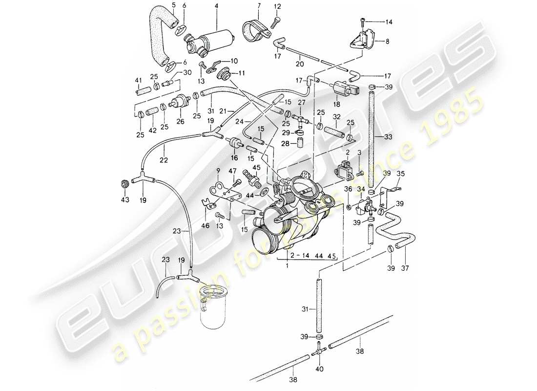 porsche 993 (1997) diagrama de piezas del cuerpo del acelerador
