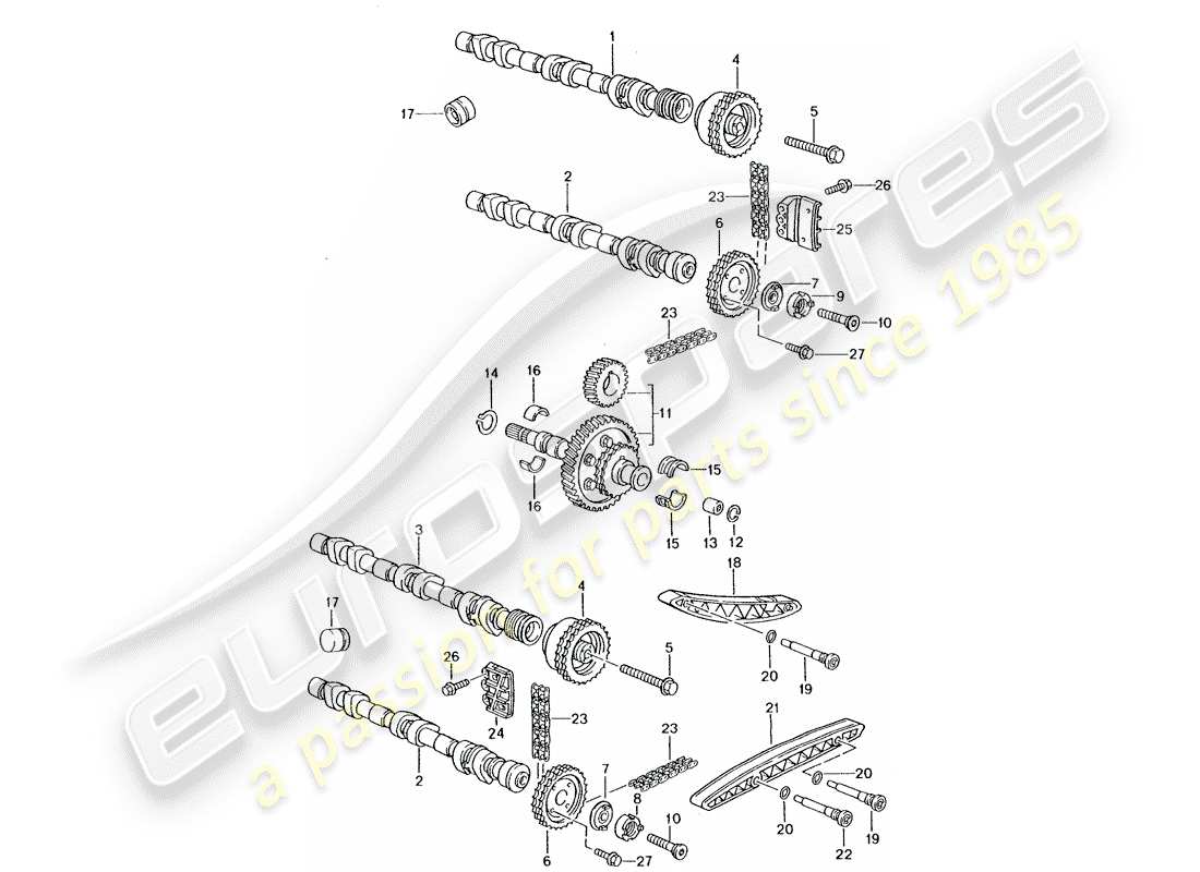 porsche 2003 (996 gt3) control de válvula diagrama de piezas
