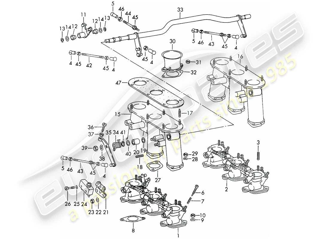 porsche 911/912 (1968) sistema de inyección - cuerpo del acelerador - d - mj 1969>> diagrama de piezas