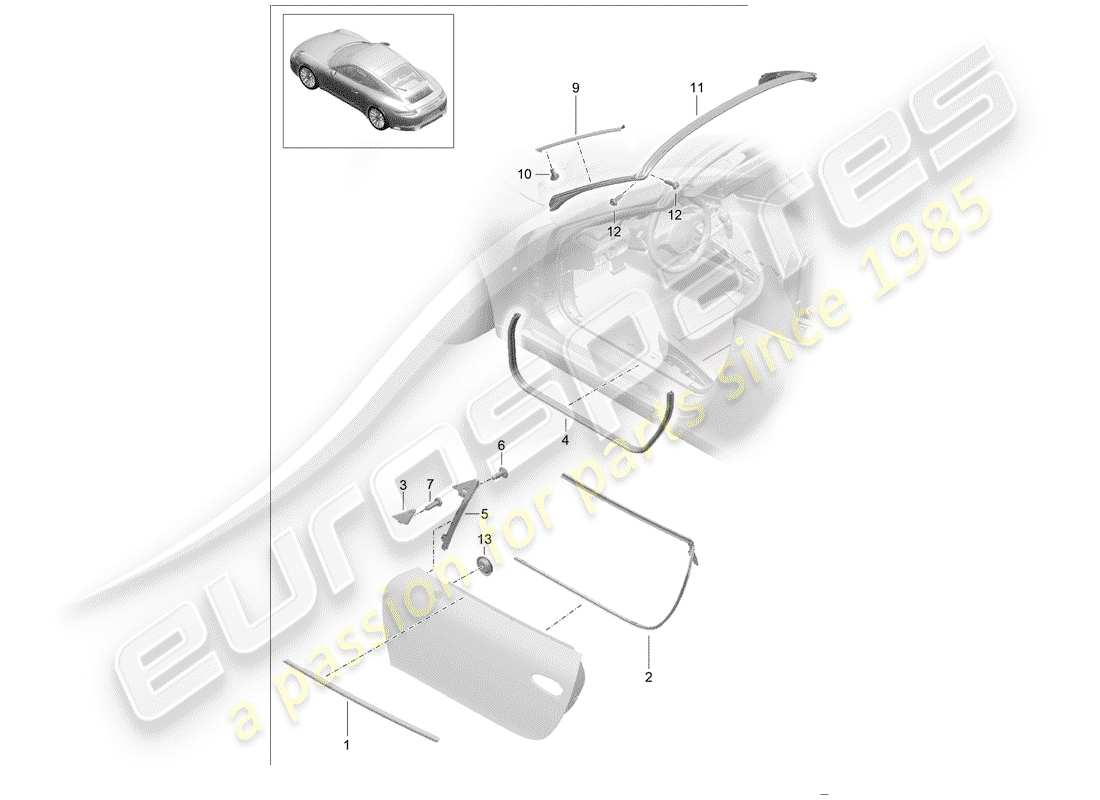 porsche 2019 (991-2) junta de la puerta diagrama de piezas